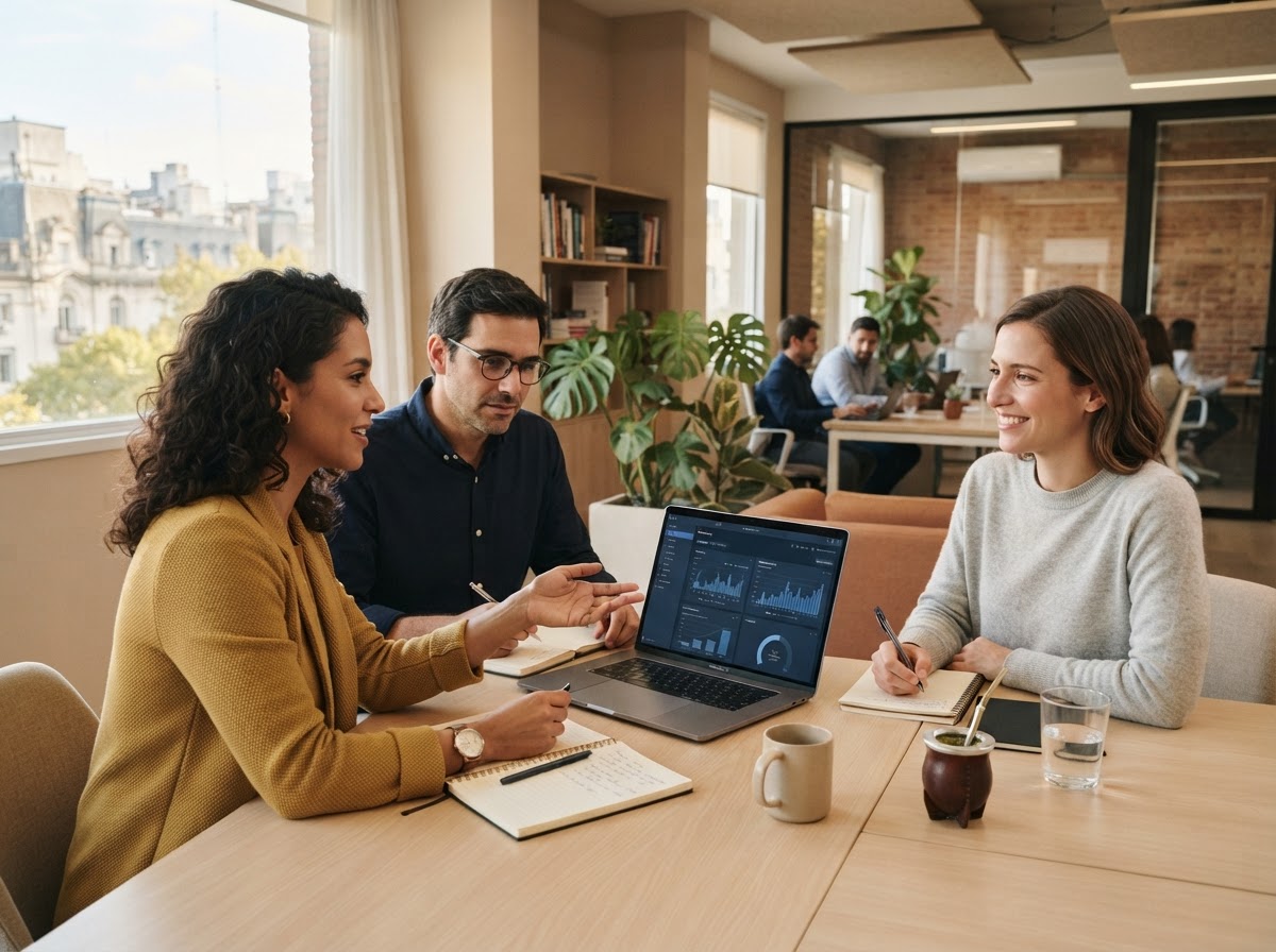Equipo de Dineroplus AI Pro revisando modelos de análisis financiero